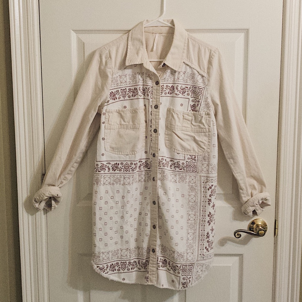 Free People Denim Button-Up Tunic - Sz Medium